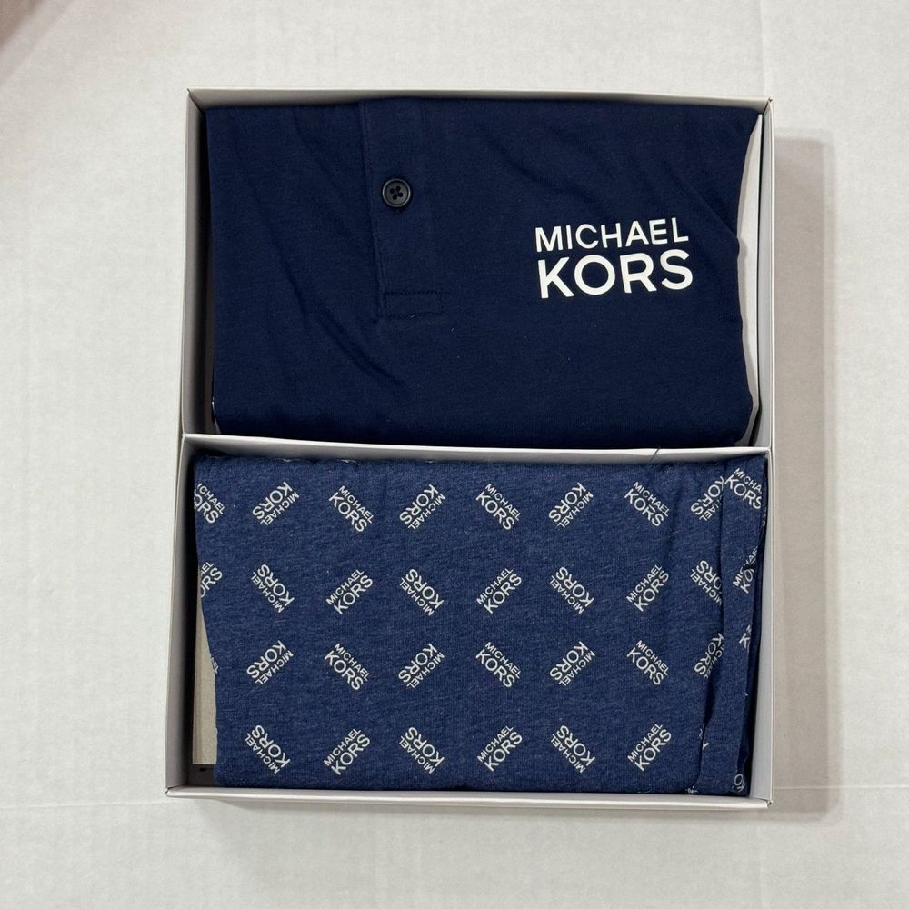 Michael Kors NWT Sz M Navy Men's Loungewear 2 Piece Sleepwear Set In A Box - Picture 4 of 8